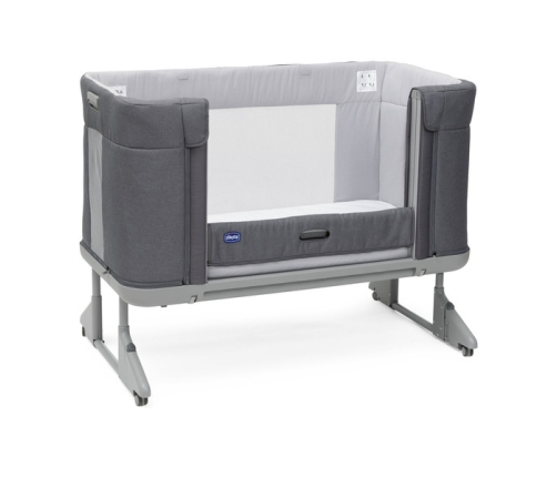 Chicco Next2Me Forever Łóżeczko Dostawne 3w1 do 22kg Slate Grey + Prześcieradło 2szt Pink Pois