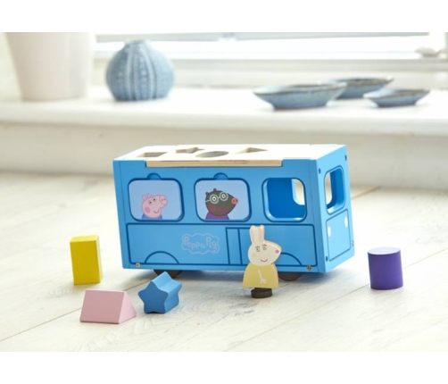 Attīstošā rotaļlieta-sortieris Pepas sivēna skolas Autobus Peppa Pig Wooden School Bus