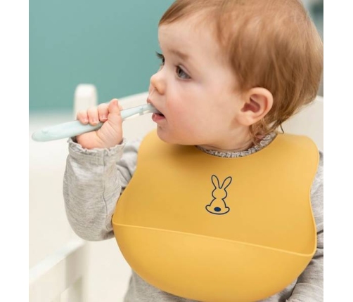 Nattou Śliniak Silikonowy z Zapięciem, bez BPA Ochra