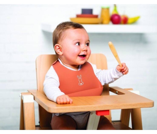 Nattou Śliniak Silikonowy z Zapięciem, bez BPA Terakota