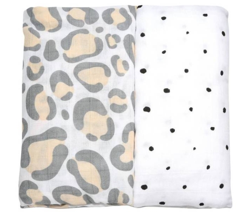 Motherhood Otulacze Muślinowe Bawełniane 85x110 cm Pre-Washed Ocelot Łososiowy 2 szt