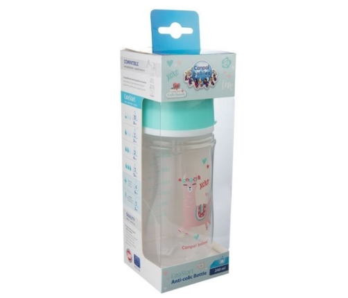 Canpol Babies EasyStart Exotic Animals Butelka szerokootworowa antykolkowa 240 ml 35/221_gre Zielony