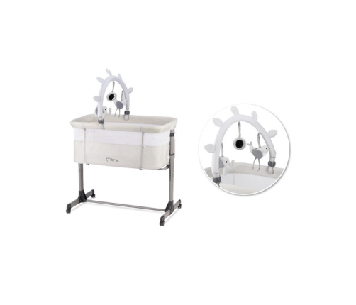 MoMi Revo Łóżeczko Dostawne 2w1 Jasnoszare + Torba Transportowa