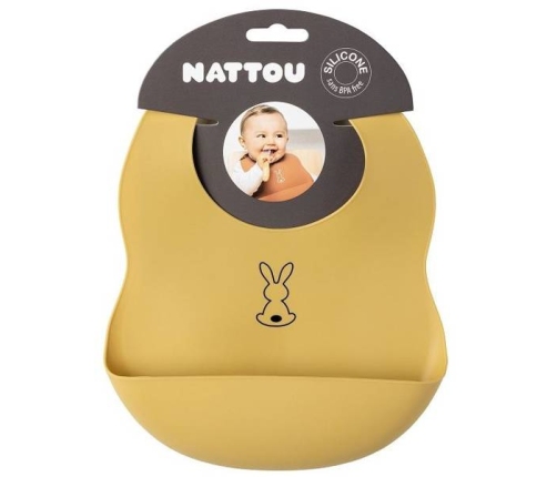 Nattou Śliniak Silikonowy z Zapięciem, bez BPA Ochra