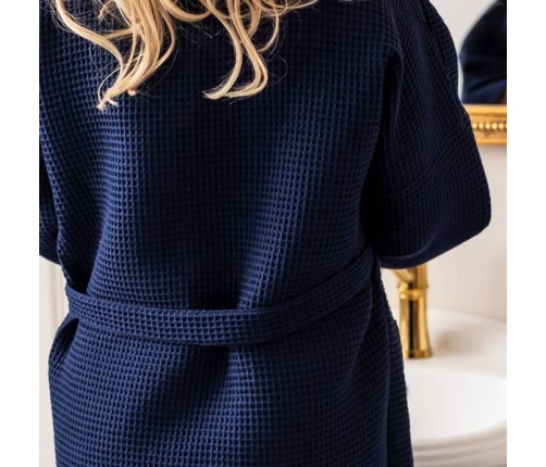 Eevi Szlafrok Damski Kimono z Wafelka Granatowy S