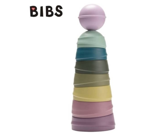 Bibs Wooby Tower Wieża Dwustronna Wielofunkcyjna z Grzechotką Bright Rainbow