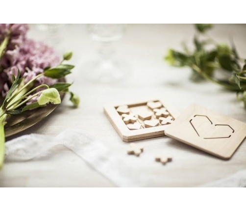 Drewniana Zabawka Kółko Krzyzyk Miłość Naturalny Babai XO-LOVE