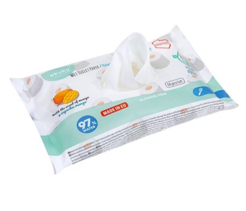 Akuku Nawilżany Papier Toaletowy o Zapachu Mango 50 szt.
