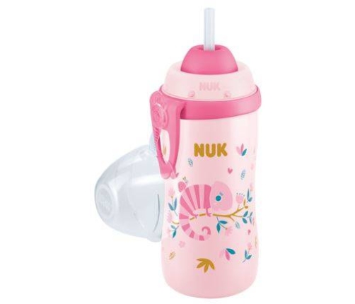 Nuk Kubek Flexi Cup 300 ml z Silikonową Słomką Kameleon Różowy 12m