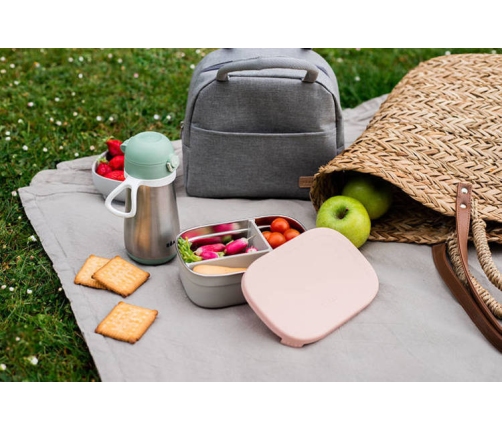 Beaba Lunchbox Ze Stali Nierdzewnej z Pokrywką i Osłoną Powder Pink