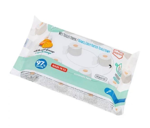 Akuku Nawilżany Papier Toaletowy o Zapachu Mango 50 szt.