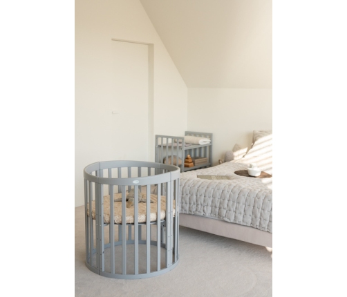 Waldin Łóżeczko Dziecięce Owalne 7w1 z Materacem Szare