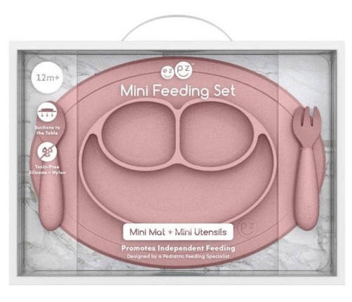 EZPZ Komplet Naczyń Silikonowych Mini Feeding Set Pastelowy Róż