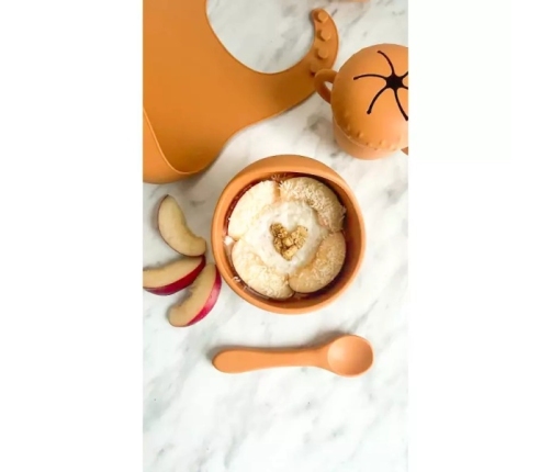 MYROYS Silikonowa Miseczka z Łyżeczką Brązowa