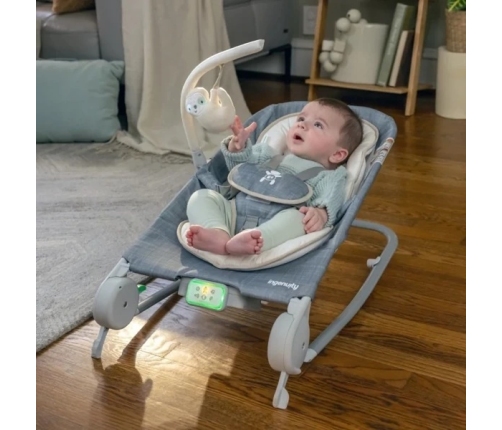 Ingenuity Happy Belly Rock-to-Bounce Parker Grey Šūpuļkrēsliņš