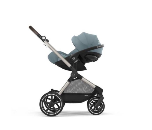 Cybex Eos Lux Wózek Głęboko-Spacerowy Rama Frame Stormy Blue + Aton B2 i-Size Fotelik  0-13kg + Baza One Volcano Black