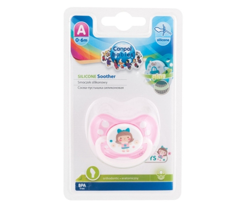 Canpol Babies Smoczek Uspokajający Silikonowy Ortodontyczny 0-6 m-cy Toys Mix Kolorów