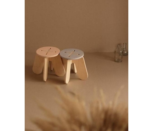 Babai Drewniany Stołek X Rózowy