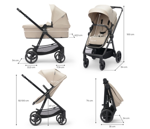 Kinderkraft Newly Mink Pro Sand Beige Bērnu rati 3in1