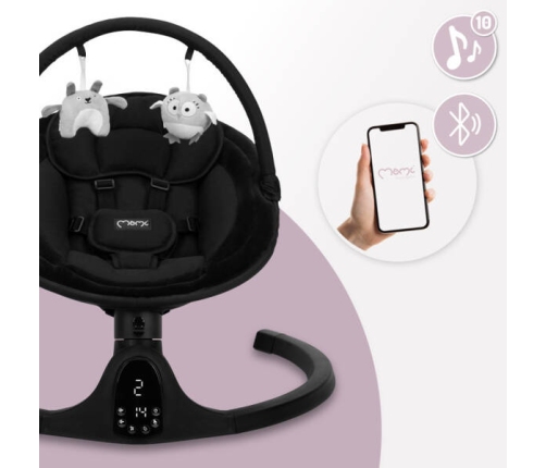 MoMi Kenani Onyx Leżaczek Bujaczek Elektryczny Czarny