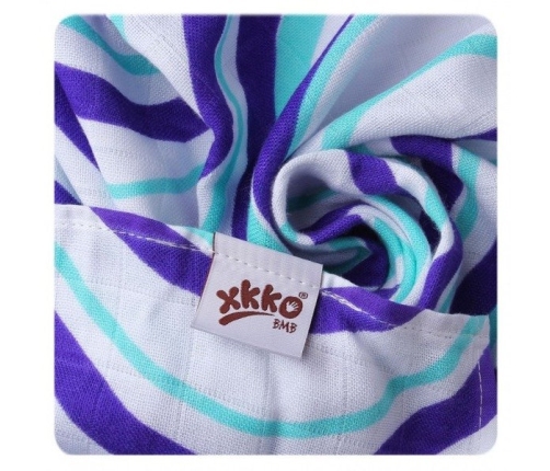 Xkko Ręcznik Bambusowy Otulacz 90x100cm Hearts&Waves Ocean Blue