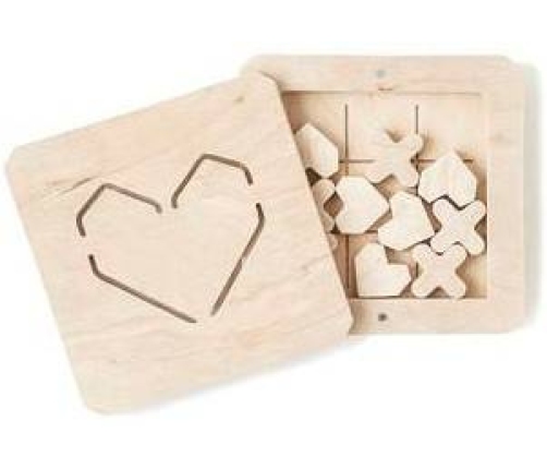 Drewniana Zabawka Kółko Krzyzyk Miłość Naturalny Babai XO-LOVE