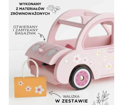 Le Toy Van Różowy Samochód Drewniany dla Dziewczynki Sophie