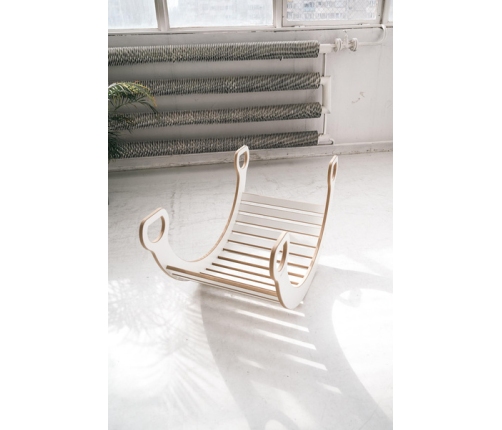 Tupti.wood 2w1 Duży Bujak Montessori + Duża Zjeżdżalnia Drabinka Biała