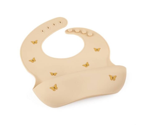 Petite&Mars Silikonowy Śliniak Take&Match 6m+ Sand Butterflies