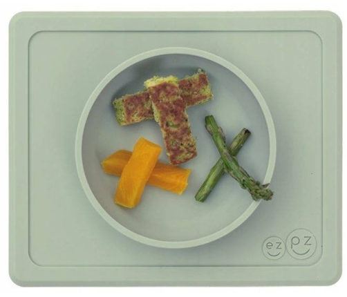 EZPZ Silikonowa Miseczka z Podkładką 2w1 Mini Bowl Pastelowa Zieleń
