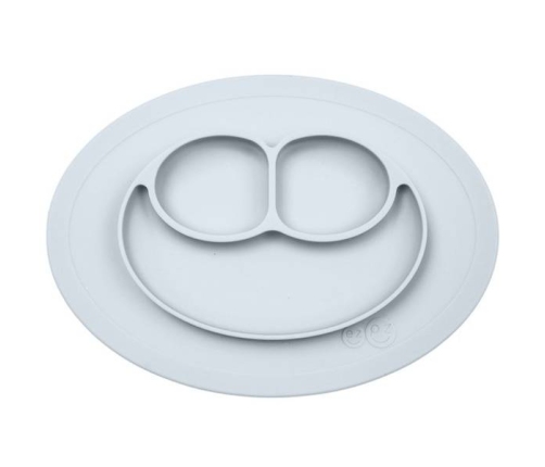 EZPZ Silikonowy Talerzyk Z Podkładką Mały 2w1 Mini Mat Pastelowa Szarość