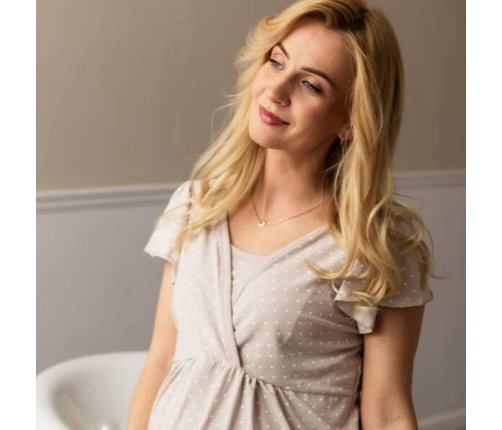 Eevi Emily Koszula Ciążowa Beżowa w Groszki Rozmiar S