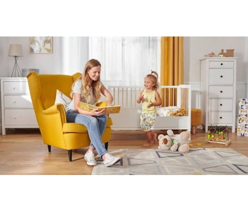 Kinderkraft Lunky XL Łóżeczko Drewniane Barierka Grey