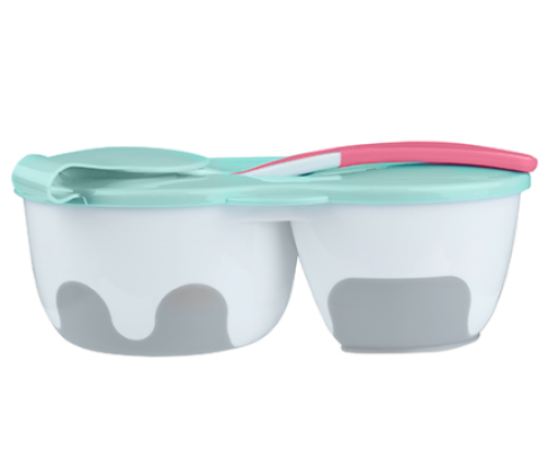 Babyono Miseczka Dwukomorowa z Łyżeczką 1067