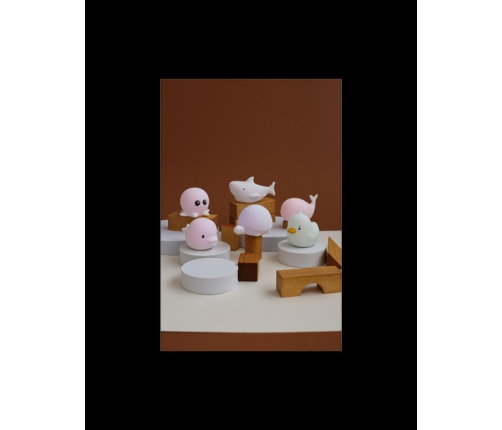 Rabbit&Friends Zestaw Mini Morskie Lampek Silikonowych 3szt. Delfin Wieloryb Rekin Białe