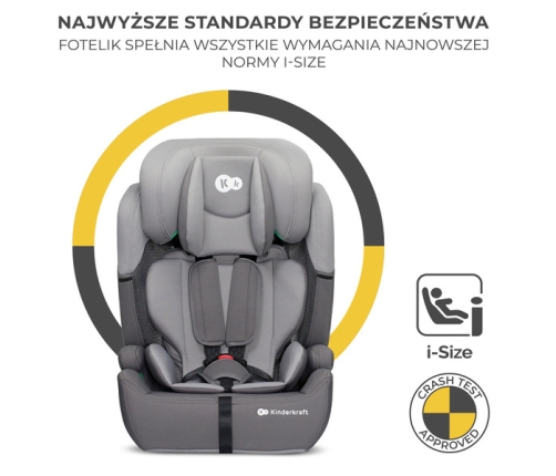 Kinderkraft Comfort Up I-Size Fotelik Samochodowy 9-36 kg Szary