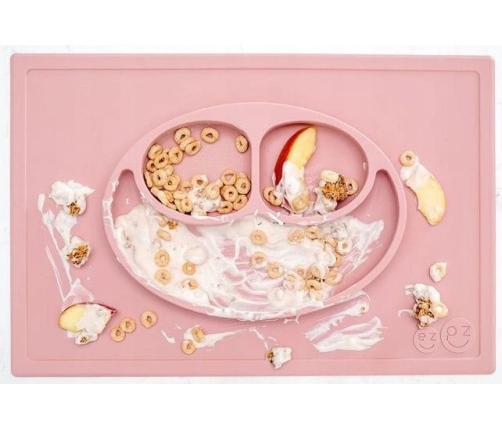 EZPZ Happy Mat Silikonowy Talerzyk z Podkładką 2w1 Pastelowy Róż