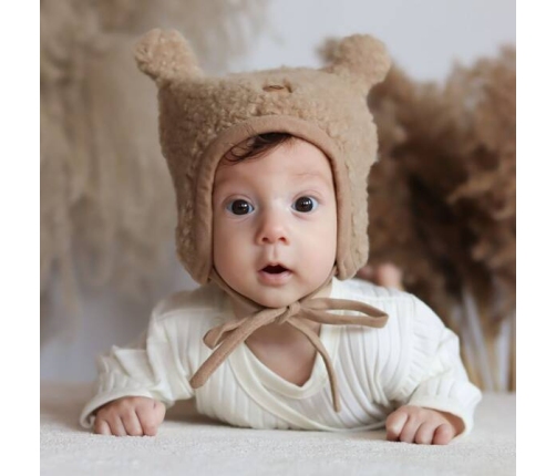 Zaffiro Czapeczka Violet 100% wełna - Baranek S (0-6m) Brown