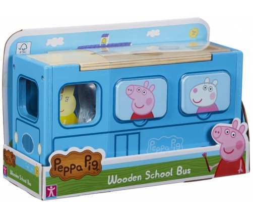 Attīstošā rotaļlieta-sortieris Pepas sivēna skolas Autobus Peppa Pig Wooden School Bus