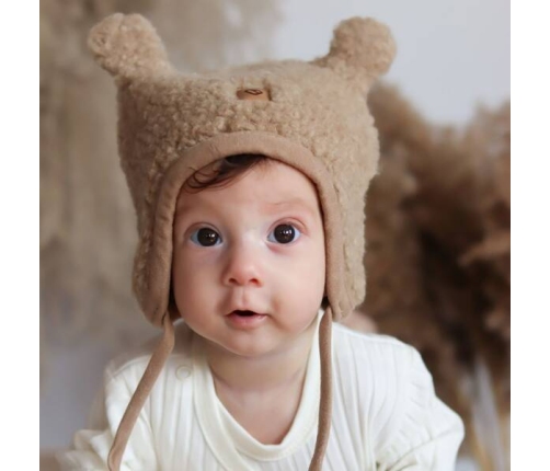 Zaffiro Czapeczka Violet 100% Wełna - Baranek S (0-6m) Beige