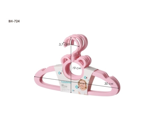 Babyhood Wieszaki Niedżwiadek 5 szt Różowe BH-724P