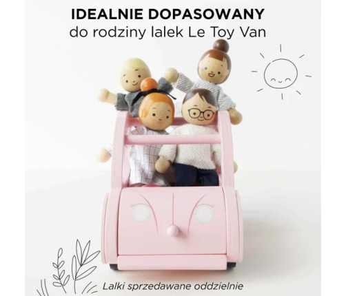 Le Toy Van Różowy Samochód Drewniany dla Dziewczynki Sophie