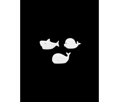 Rabbit&Friends Zestaw Mini Morskie Lampek Silikonowych 3szt. Delfin Wieloryb Rekin Białe