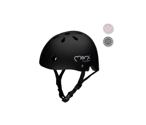 MoMi Mimi Dziecięcy Kask Rowerowy Czarny Matowy