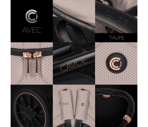 Cavoe Avec 2024 Wózek Głęboko-Spacerowy Bliźniaczy 2w1 Taupe