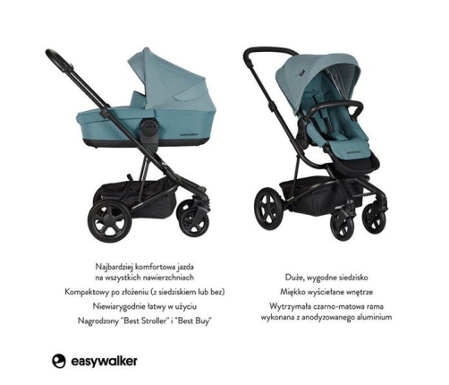 Easywalker Harvey 2 Wózek głęboko-spacerowy (zawiera stelaż, siedzisko z budką i pałąkiem)  Ocean Blue