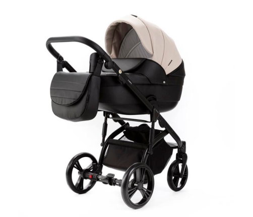 Adamex Lanti Wózek Głęboko-Spacerowy SD110 100% Skóra + Cybex Aton B2 i-Size Fotelik 0-13kg + Baza + Adaptery