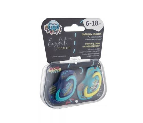 Canpol Babies Smoczek Silikonowy Symetryczny Neon Love 6-18m 2szt Boy