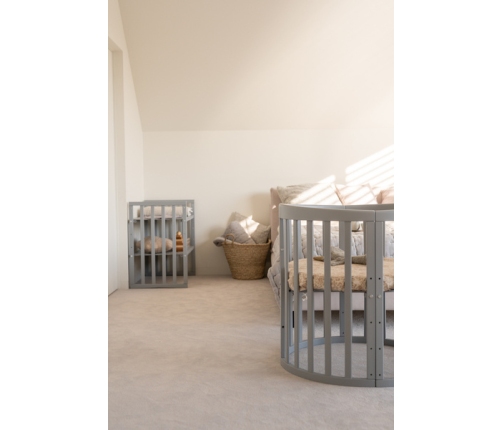 Waldin Łóżeczko Dziecięce Owalne 7w1 z Materacem Szare