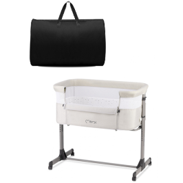 MoMi Revo Łóżeczko Dostawne 2w1 Jasnoszare + Torba Transportowa